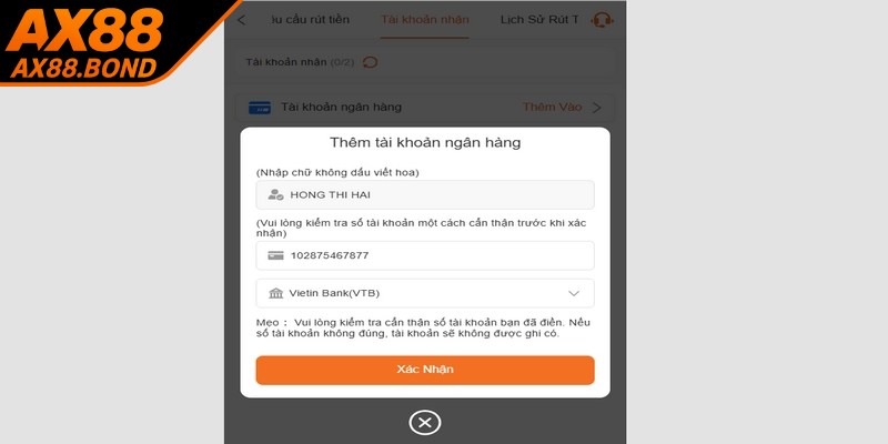 Rút tiền tại AX88 rất dễ, không phải là trở ngại quá lớn cho thành viên