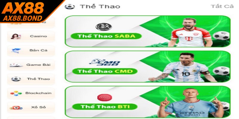 Các sảnh cược Thể thao hấp dẫn, rất được yêu thích tại AX88