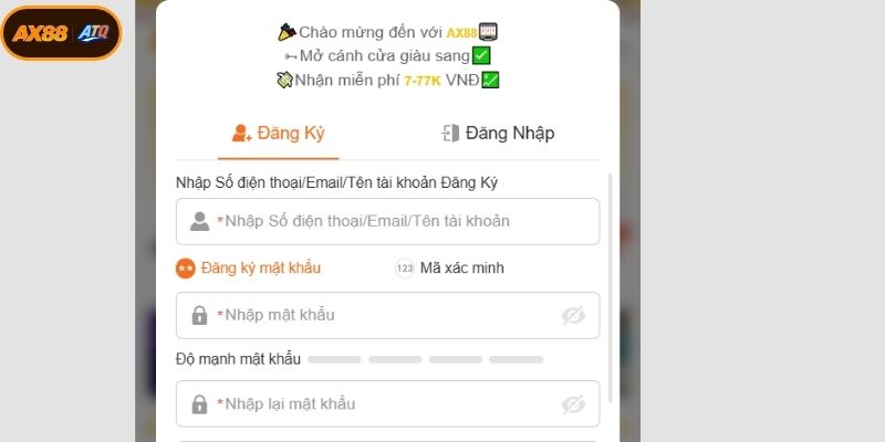Điền thông tin đăng ký tài khoản theo đúng quy định bảo mật 